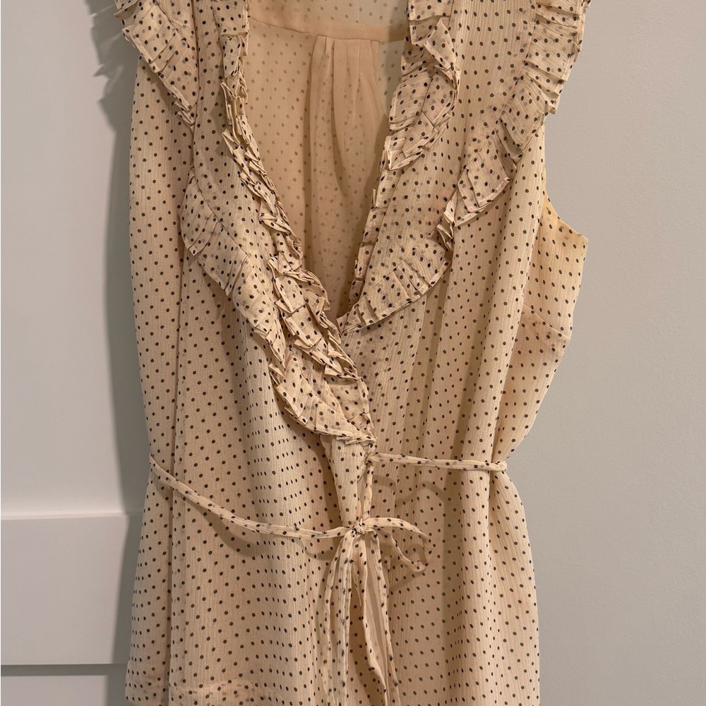 J Crew - Polka Dot Ruffle Blouse size 10